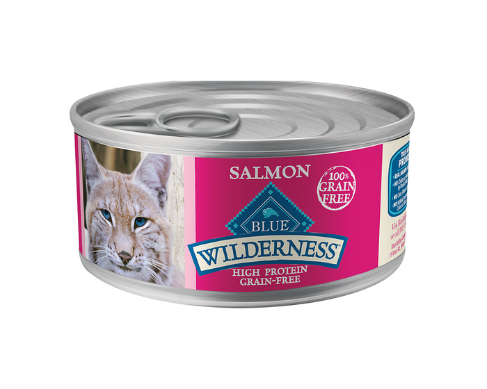 Blue Buffalo Wilderness Grain Free Adult Wet Cat Food， Salmon Recipe， 5.5 Oz. Can