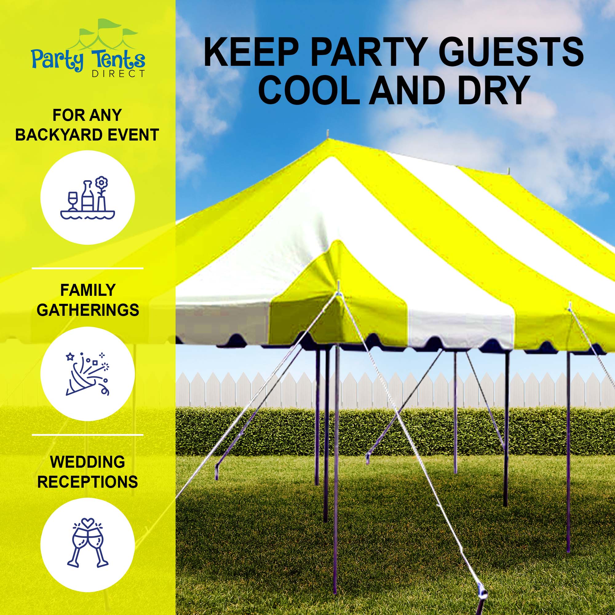Party Tents Direct Weekender Outdoor Canopy Pole Tent, Yellow, 20 ft x 30 ft