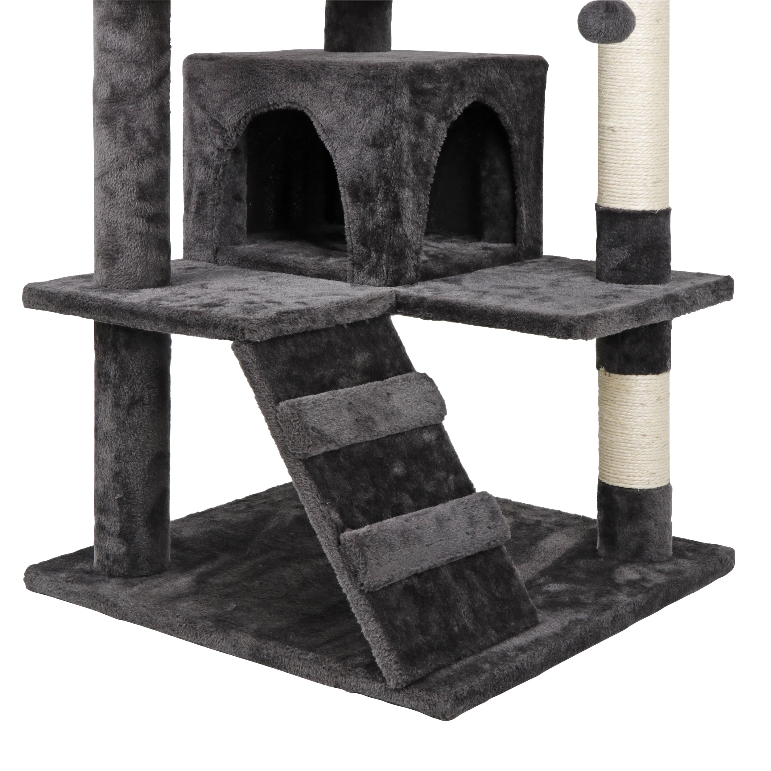 Zenstyle 53-in Cat Tree and Condo Scratching Post Tower， Dark Gray