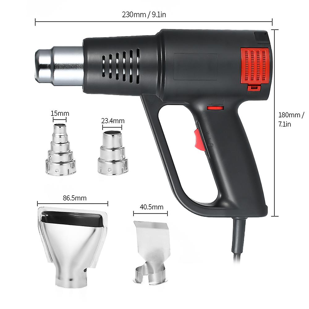 2000w Industrial Fast Heating Hot Air Gun High Quality Handheld Heat Blower Electric Adjustable Temperature Heat Gun Tool Black