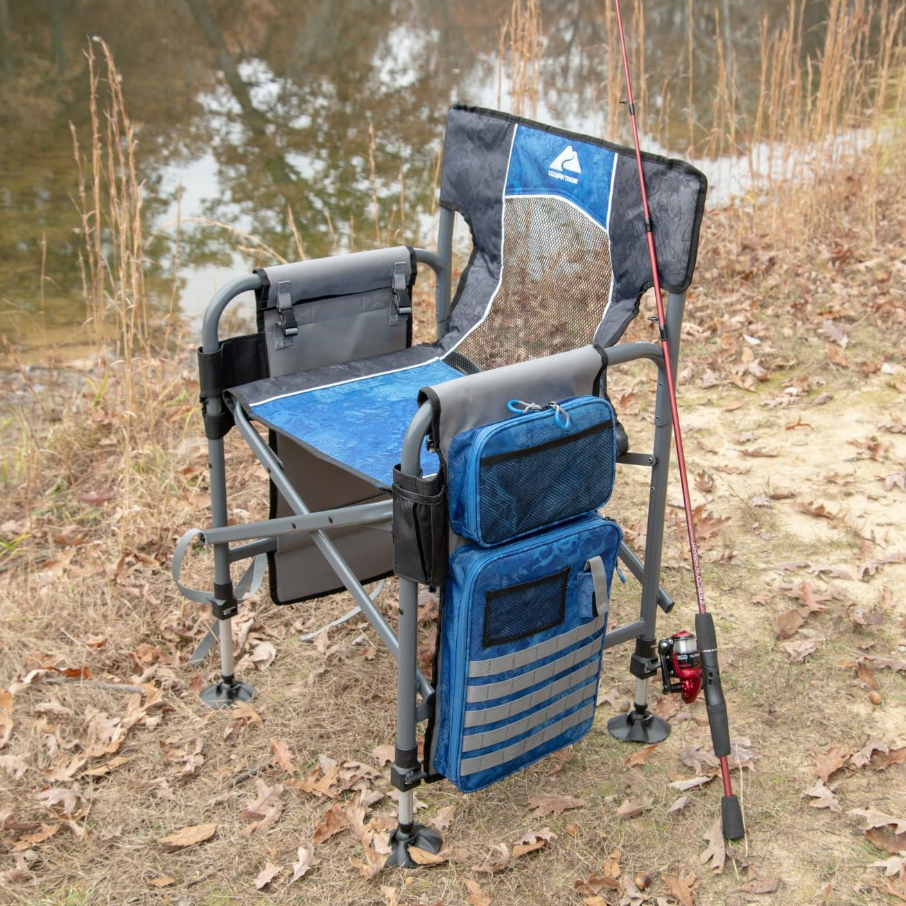 Ozark Trail Camping Director Fishing Chair, Blue, Adult