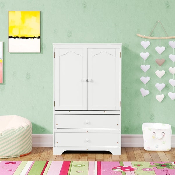 Wood Cabinet with Two Doors and Two Drawers - - 36757350