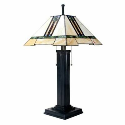 Ebros  Style 26" Stained Glass Pattern Shade Mission Lamp with Black Base