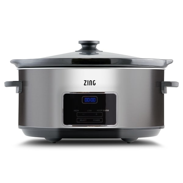 Zing 7 Qt Oval Dark Stainless Steel Digital Slow Cooker - - 32651136