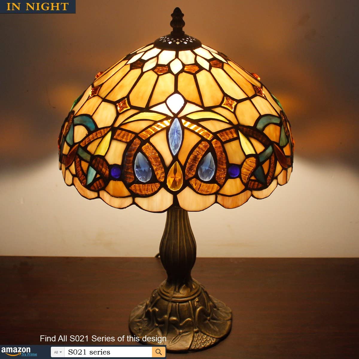 SHADY  Style Table Lamp Stained Glass Serenity Victorian Bedside Lamp Desk Reading Light 12X12X18 Inches Decor Bedroom Living Room Home Office S021 Series