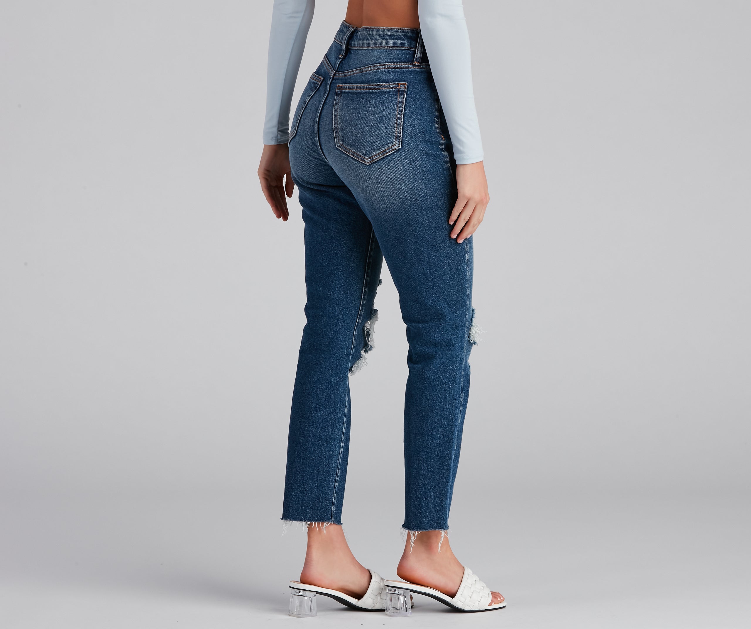High-Rise Destructed Ankle Jeans