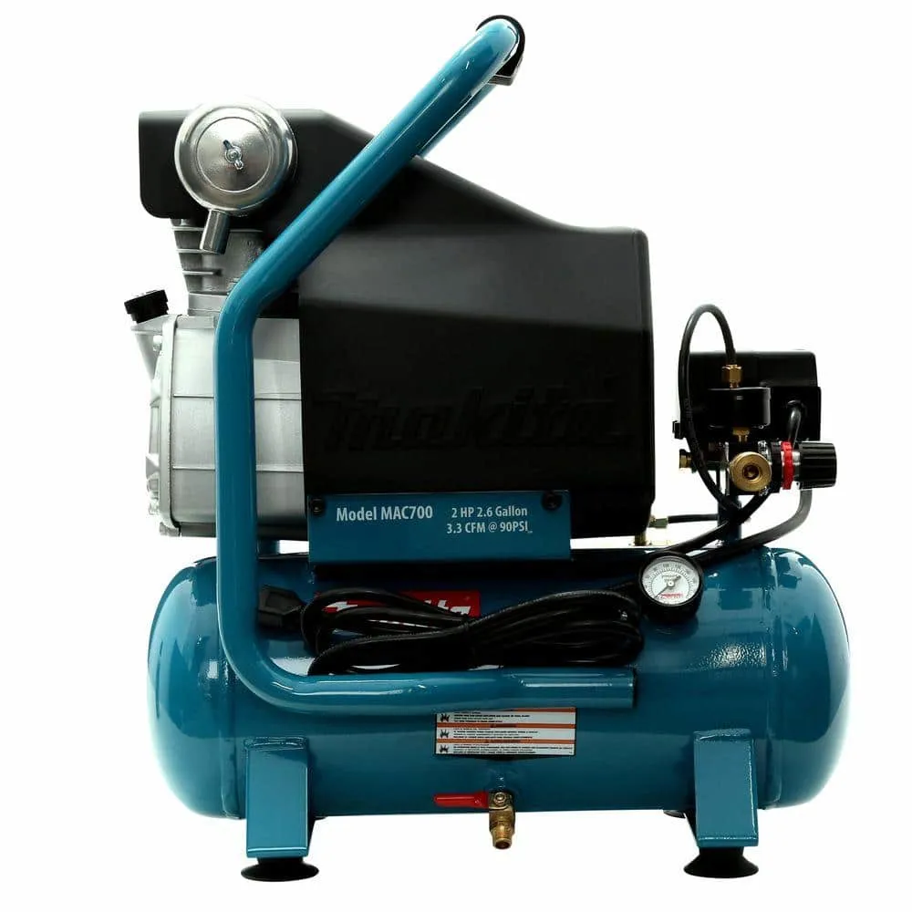 Makita 2.6 Gal. 2 HP Portable Electrical Hot Dog Air Compressor MAC700