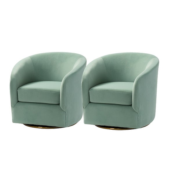 Eleuterio Modern Upholstered Swivel Accent Barrel Chair with Metal Base Set of 2 by HULALA HOME