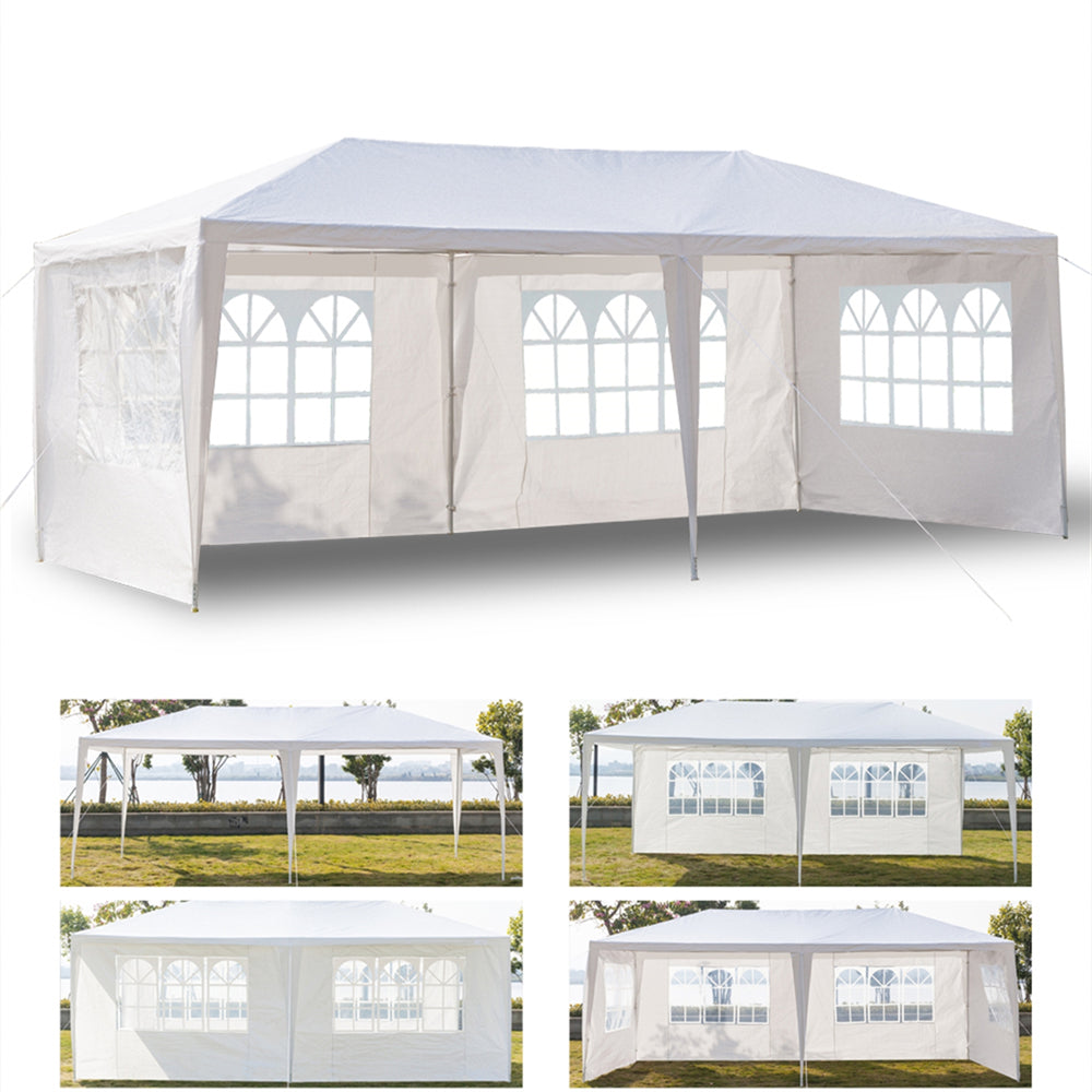 Canopy Party Tent for Outside, 10' x 20' Patio Gazebo Waterproof Tent with 4 Side Walls, ZPL White Outdoor Wedding Tent