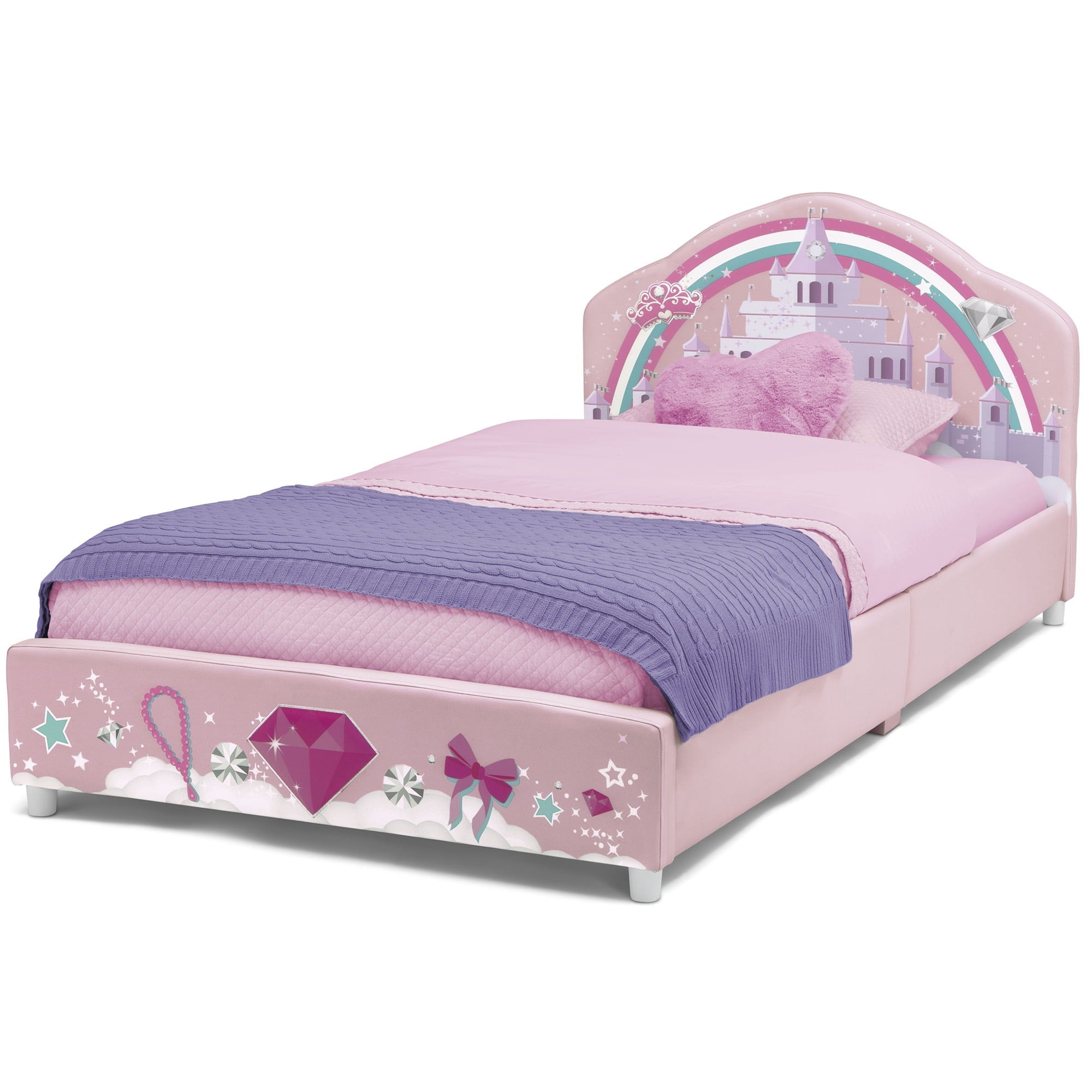 Delta Children Princess Upholstered Twin Bed, Pink