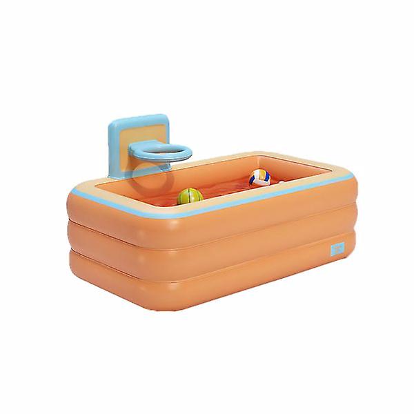 Toy Inflatable Pool With Basketball Rack，thickened Family Inflatable Pool For Outdoor， Garden， Backyard， Summerorange 21696