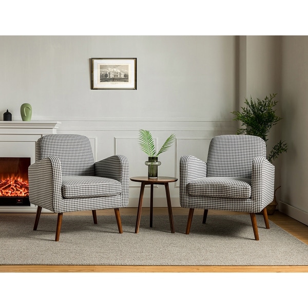 Aeetes Modern Upholstered Armchair with Solid Wood Legs Set of 2 by HULALA HOME