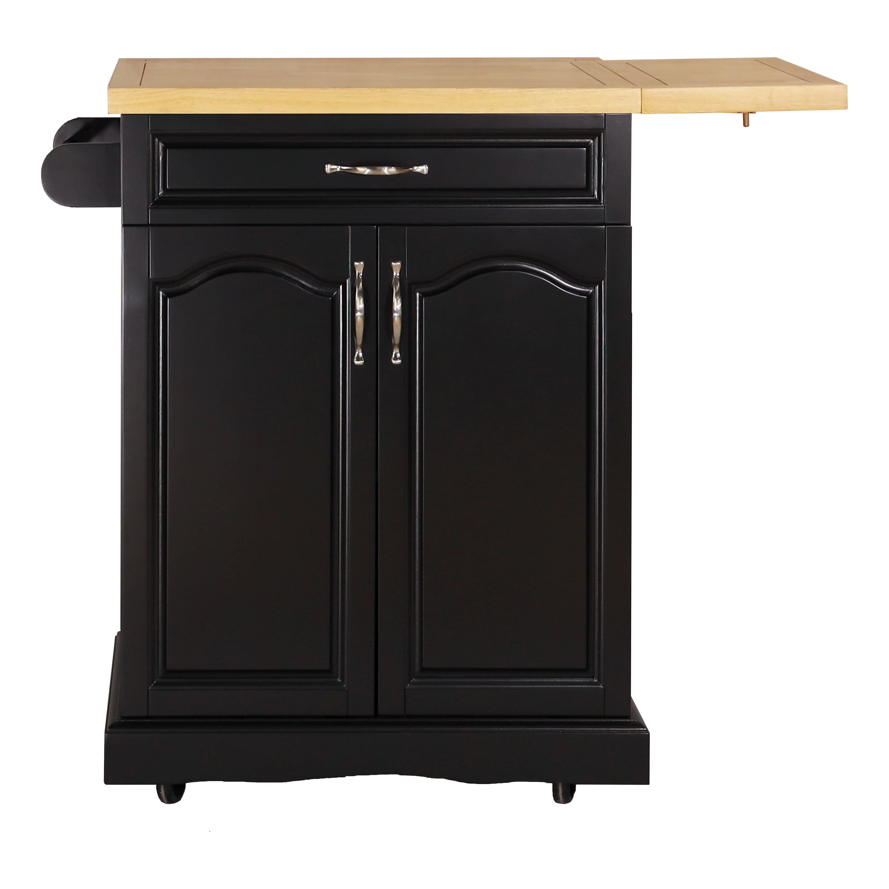 Jacomina 36.125'' Wide Rolling Kitchen Cart with Solid Wood Top， 10in Drop Leaf and Drawer