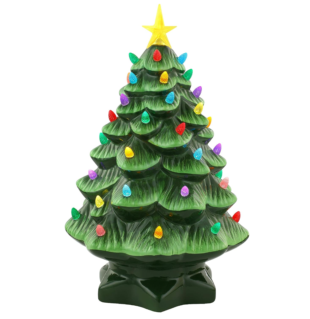 Soon to be sold out!!💝Last Day For Factory Outlet Shop , Buy 2 Get 2 Free💥Mr. Christmas Nostalgic Ceramic Christmas Tree with LED Lights