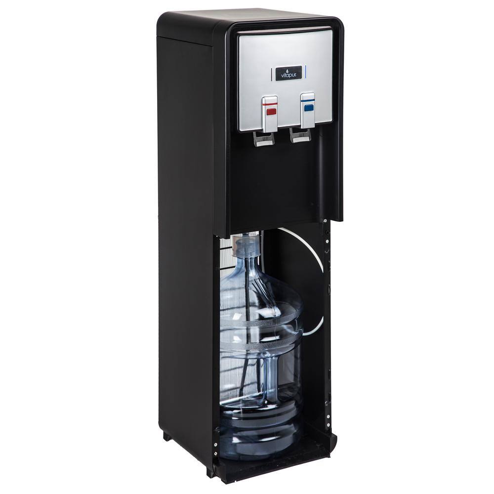 VITAPUR VWD1086BLS-PL 3-5 Gal. Bottom Load Water Dispenser/Cooler (Hot and Cold) in Black/Stainless with Easy-to-Use Push Levers
