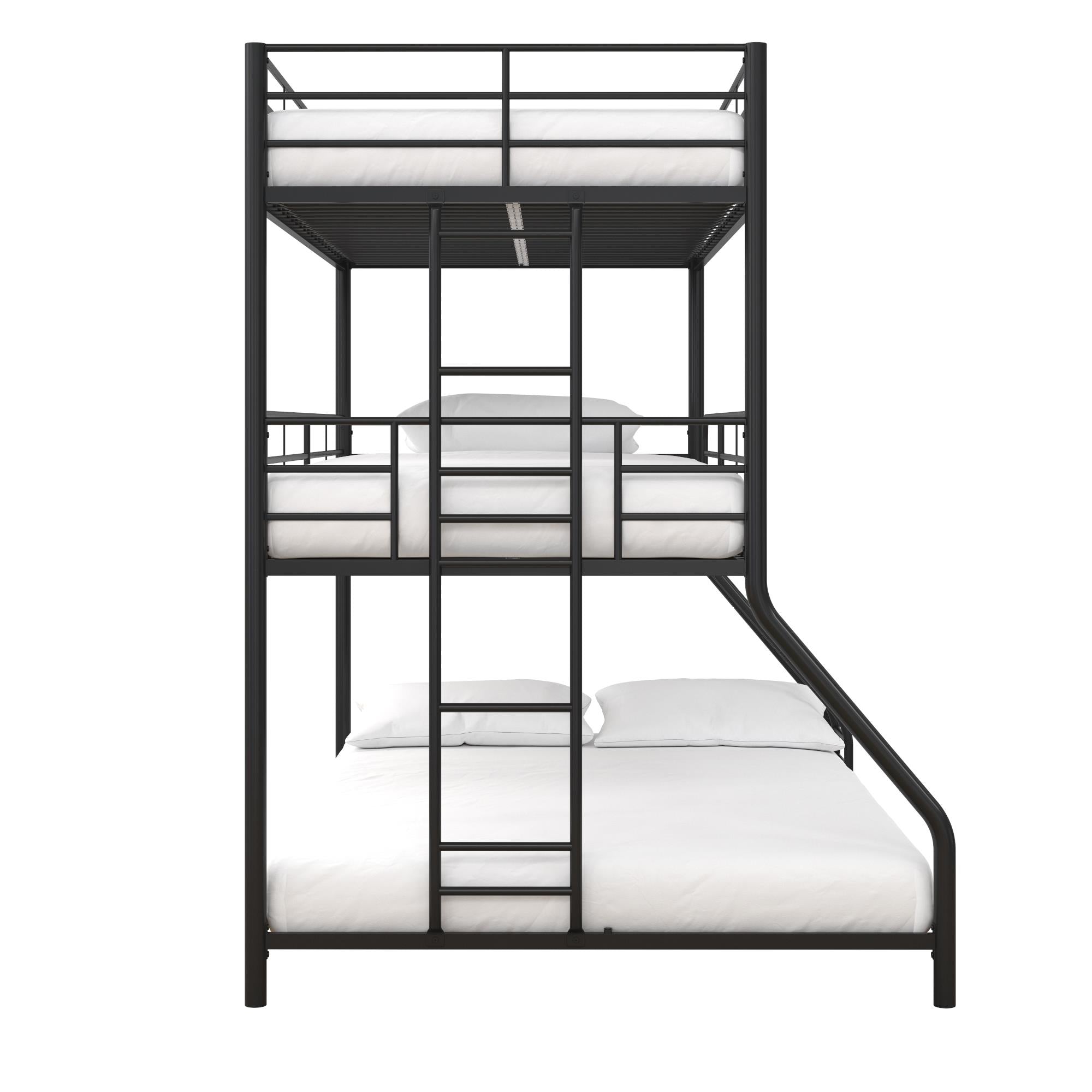 DHP Everleigh Triple Metal Bunk Bed, Twin/Twin/Full, Bed for Kids, Black
