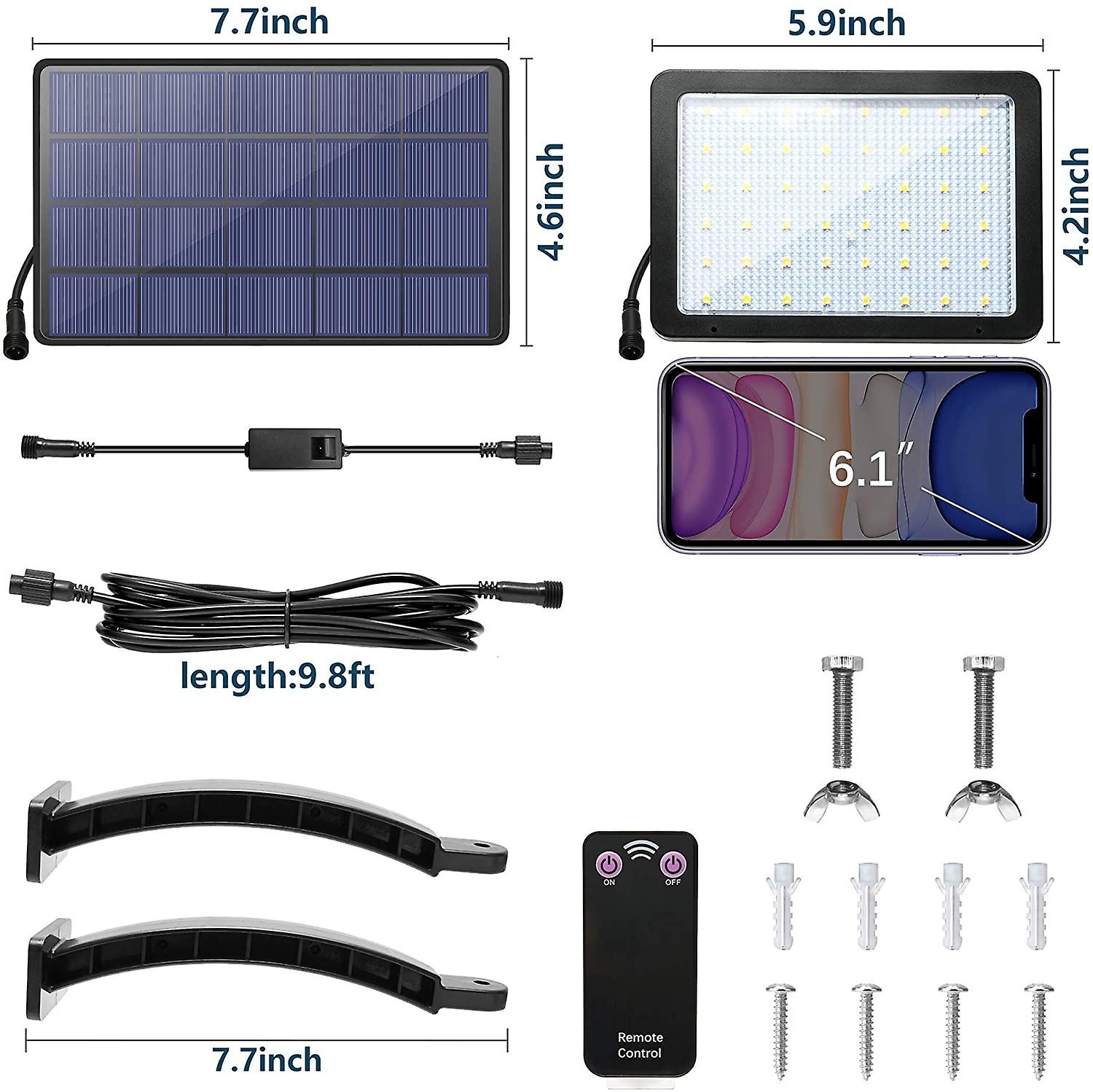 Solar Lights Outdoor With Remote Control Naimp 48 Led Dusk To Dawn Solar Panel Light Kit With 5500mah Battery And 9.8ft Cord Wall Mount Security Light