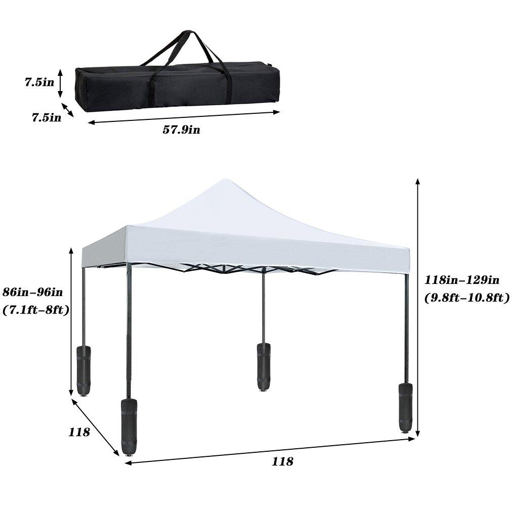 YRLLENSDAN 10x10 Pop Up Canopy Tent for Outside, Waterproof Outdoor Tent Canopy Beach Canopy Tents for Parties UV Protection Straight Leg Shade Canopy, White