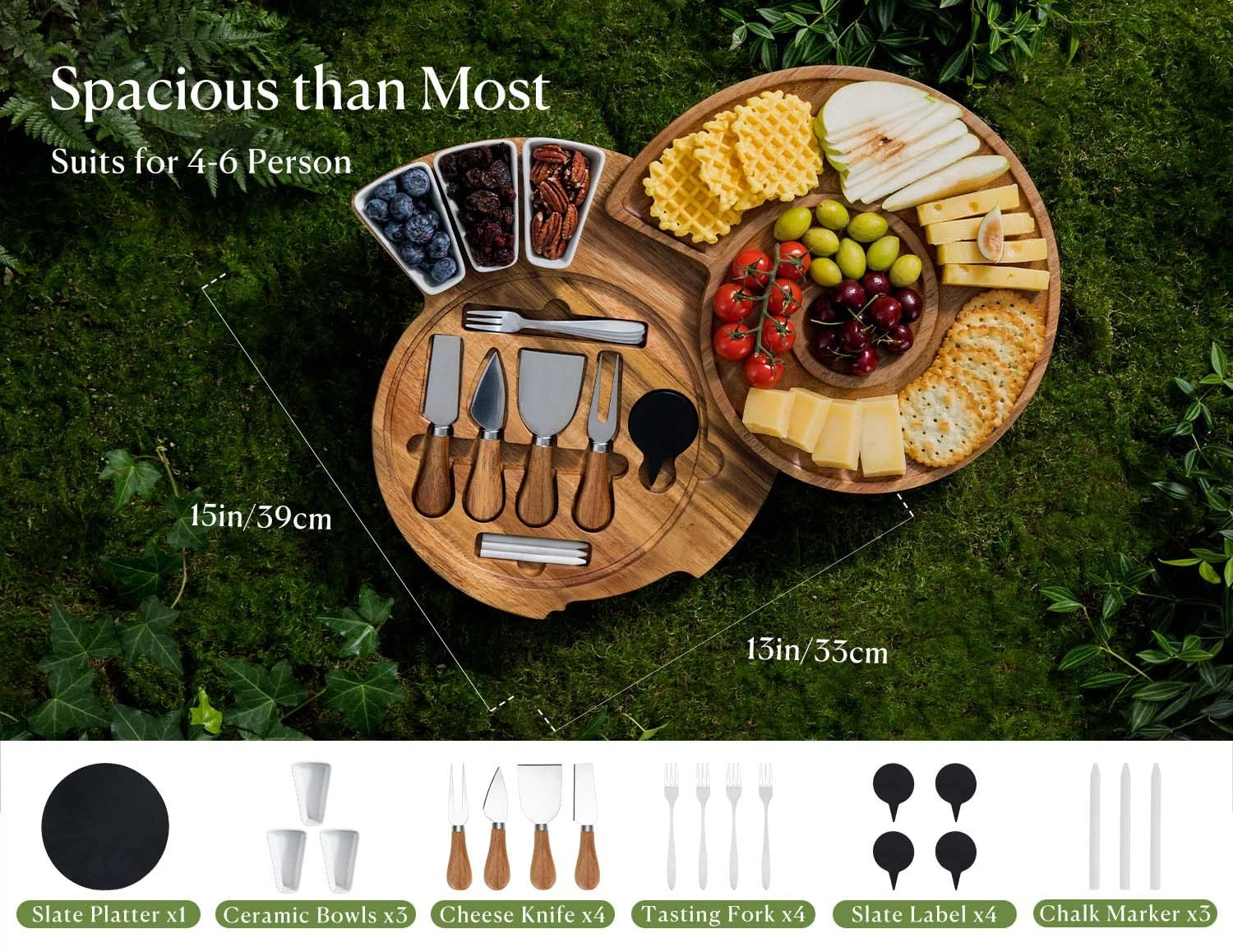 💝(LAST DAY CLEARANCE SALE 70% OFF)Acacia Wood Deli Plate Set