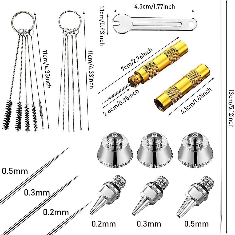 21 Pieces Series Airbrush Nozzle Cap Kit Airbrush Needle Spare Parts Airbrush Needle Parts Airbrush Cleaning Kit Spare Part