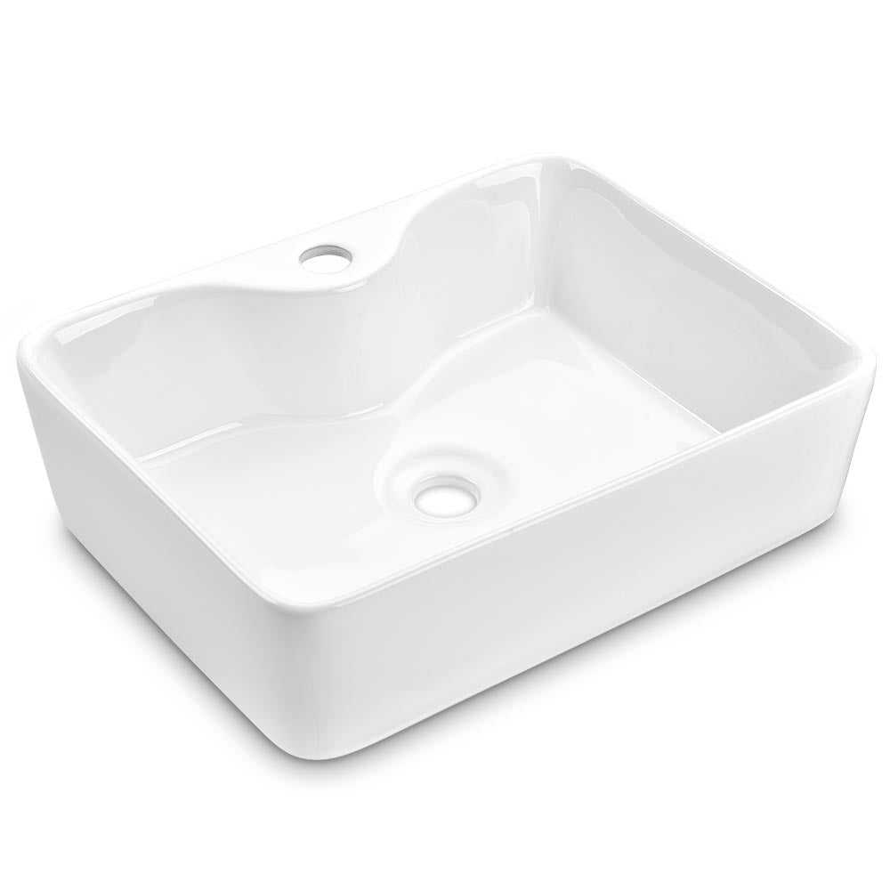 Aquaterior 19x15 Porcelain Bathroom Sink White Lavatory Basin