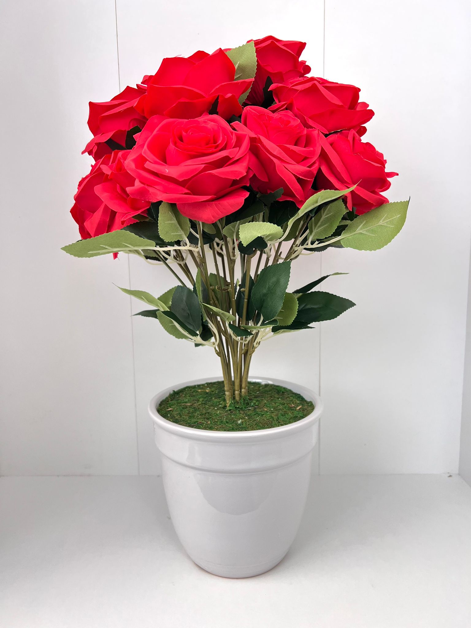 Beautiful Multicolored Roses in Ceramic Pot -Artificial