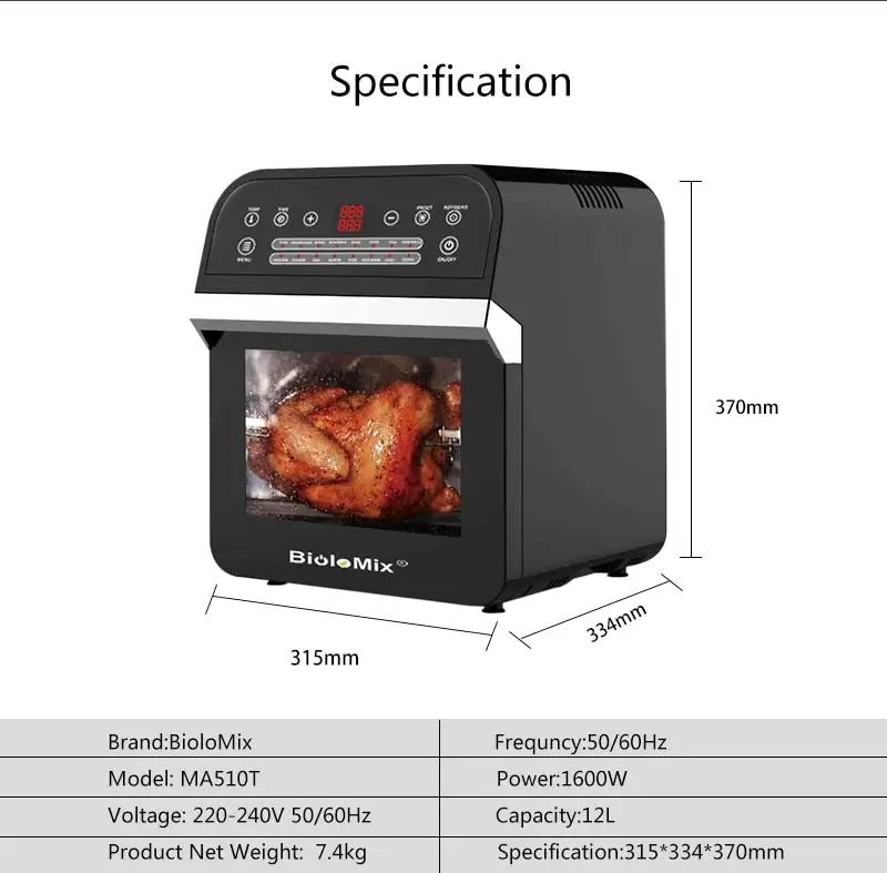 💝(LAST DAY CLEARANCE SALE 70% OFF)12L Air Fryer Oven, 1600W Air Fryer Oven Toaster, Rotisserie And Dehydrator with LED Digital Touchscreen 16-In-1 Countertop Oven