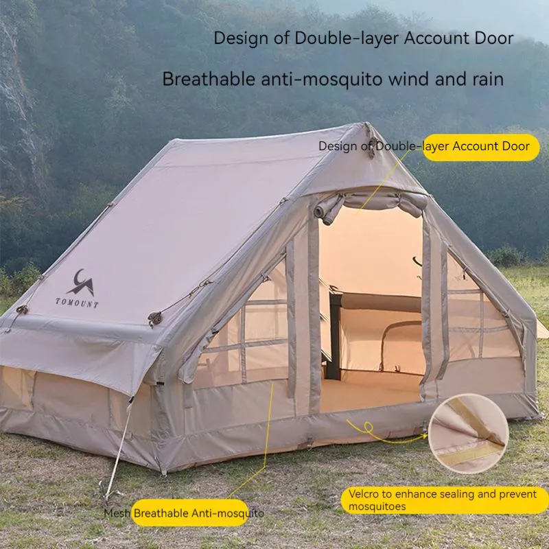 dropshipping Waterproof Air Inflatable luxury Cabin House Cotton Tent Camping Outdoor For 5 6 Person Inflatable Camping Tent