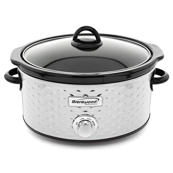 Brentwood Scallop Pattern 4.5 Quart Slow Cooker in Stainless Steel - - 33685356