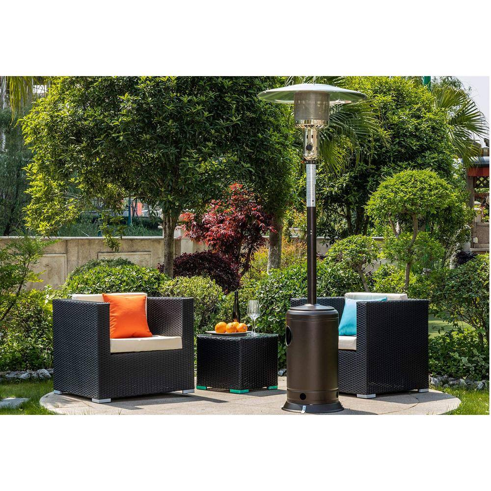 47,000 BTU Outdoor Patio Propane Heater with Portable Wheels 88 in. Standing Gas Outside Heater Brown BYY61-2
