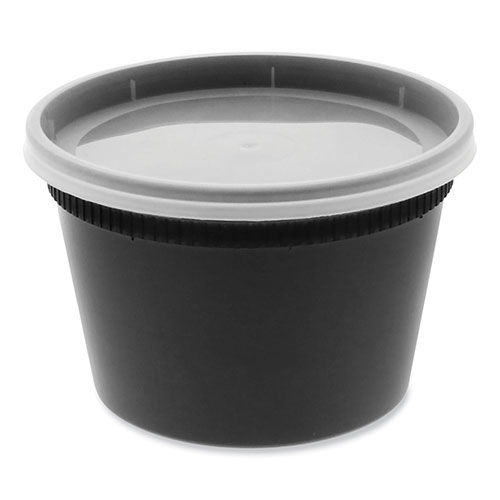 Pactiv Newspring DELItainer Microwavable Container | 16 oz， 4.55 x 4.55 x 3.1， Black