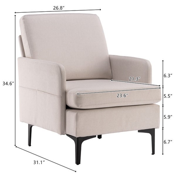 Fabric Upholstered Accent Arm Chair 4 Colors