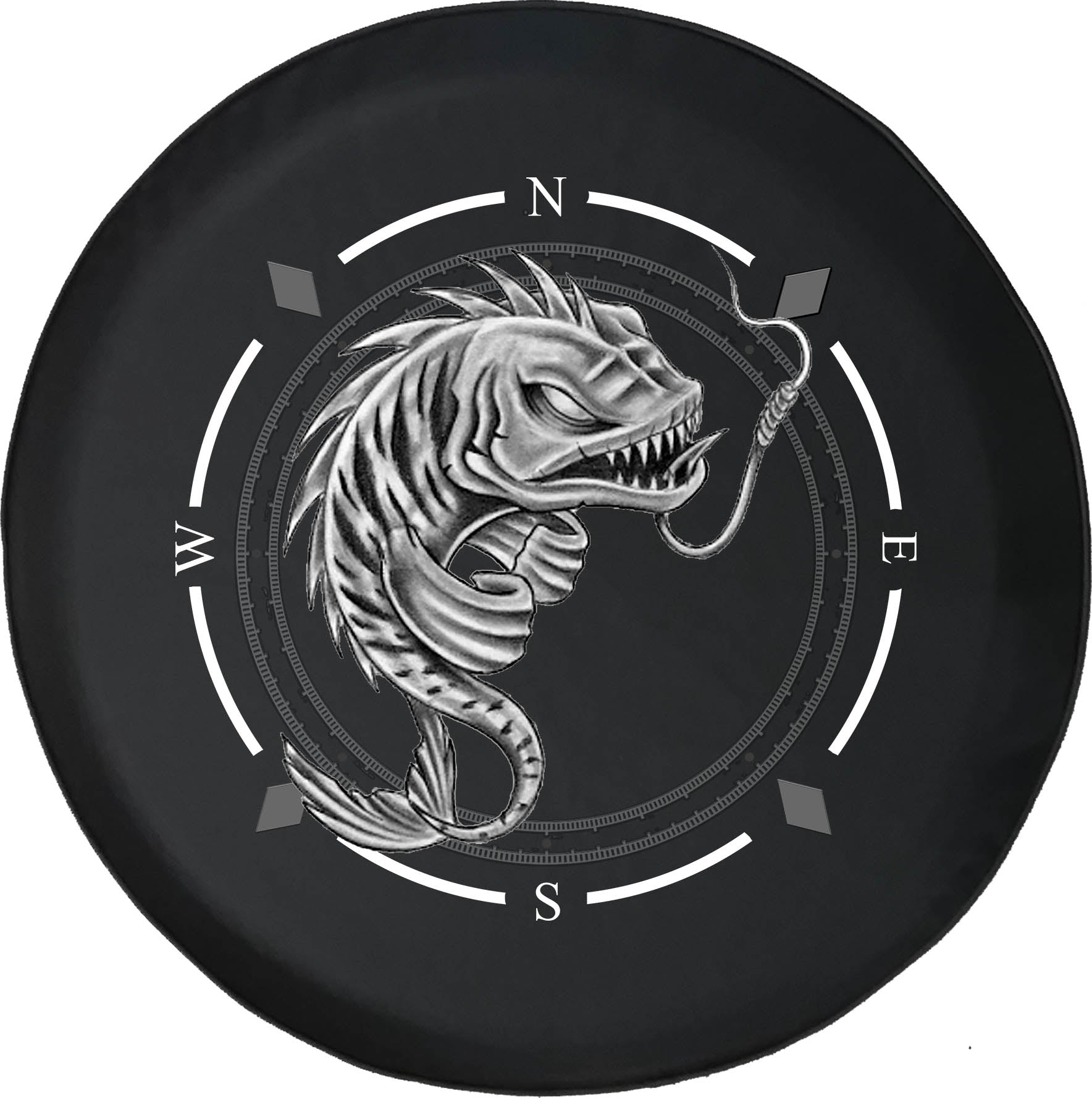 Spare Tire Cover Compass Fighter Fish Fishing Wheel Covers Fit for SUV accessories Trailer RV Accessories and Many Vehicles