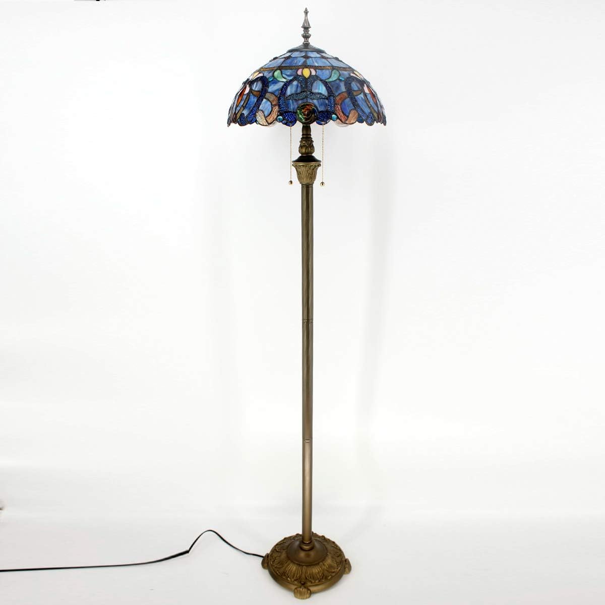 BBNBDMZ  Floor Lamp Blue Purple Cloudy Stained Glass Standing Reading Light 16X16X64 Inches Antique Pole Corner Lamp Decor Bedroom Living Room  Office S558 Series