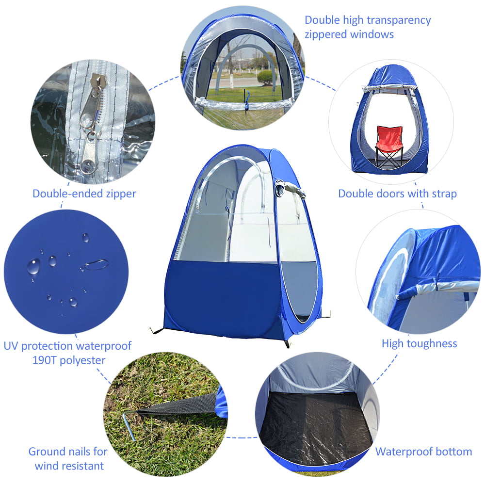 Tomfoto Portable Outdoor Fishing Tent -protection Tent Pop Up Single Tent Automatic Instant Tent Rain Shading Tent Windows and Doors on Both Sides for Outdoor Camping Hiking  Beach with Carry Bag