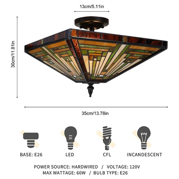  Stained Glass Flush Ceiling Light Entryway Lighting