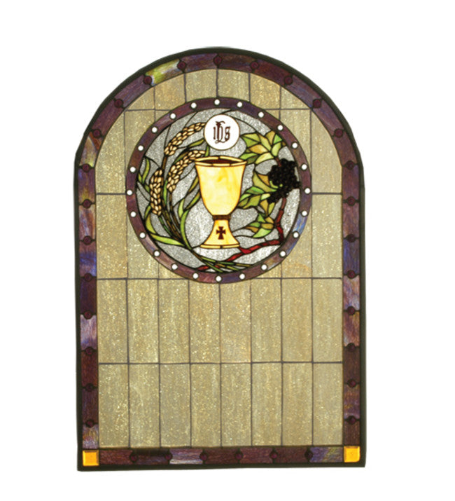 Meyda  51129  Arched Stained Glass Window Pane From The Sacrament Collection