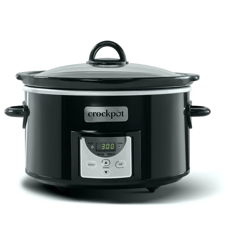 Crock-Pot 4 Quart Capacity Intelligent Count Down Timer Slow Cooker Small Kitchen Appliance， Black