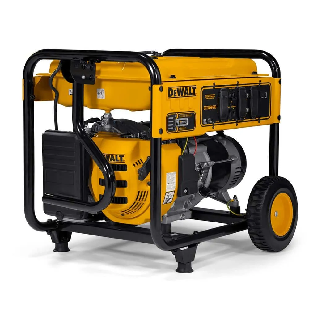 DEWALT 6500-Watt Manual Start Gas-Powered Portable Generator with Idle Control, Covered Outlets and CO Protect DXGNR6500