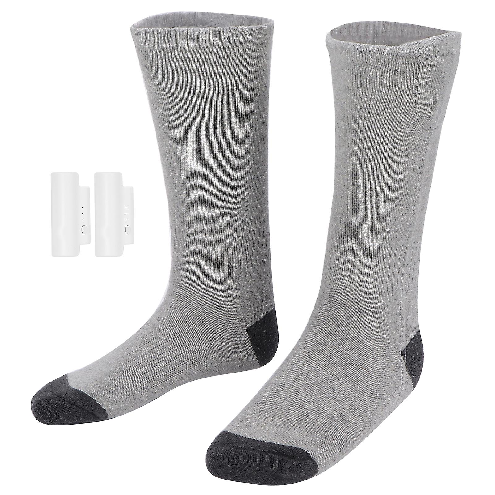 Winter Outdoor Sports Skiing Heated Socks Electric Smart Heating Cotton Stockingsgray