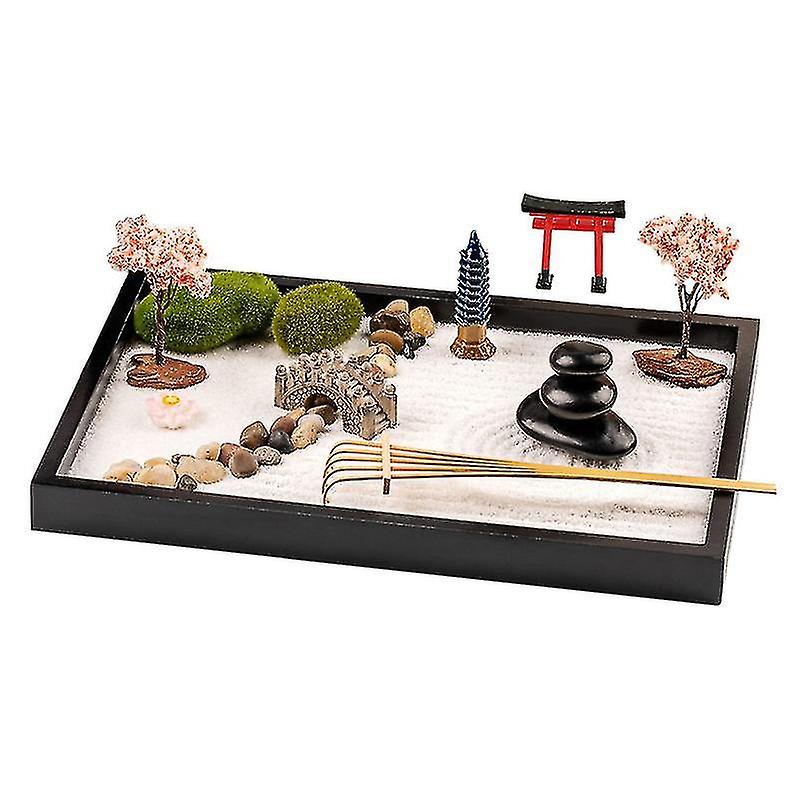 Zen Garden Kit - Zen Garden Accessories With Bamboo Tools， Mini Zen Garden For Desk - Desktop Zen Decor - Sand Decorative Trays