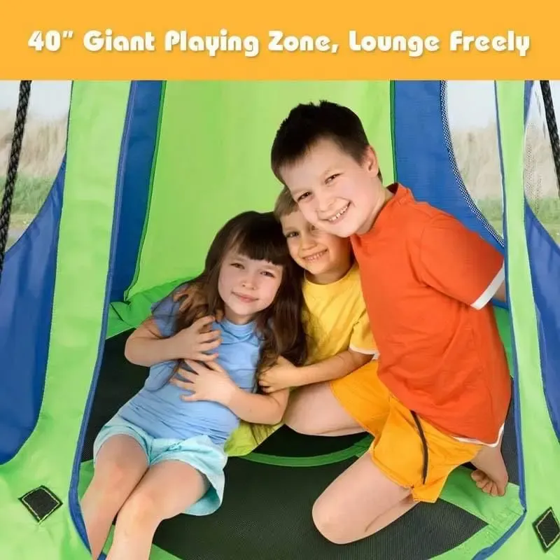 40'' Kids Hanging Tent Swing Saucer Chair Swing Tent Set