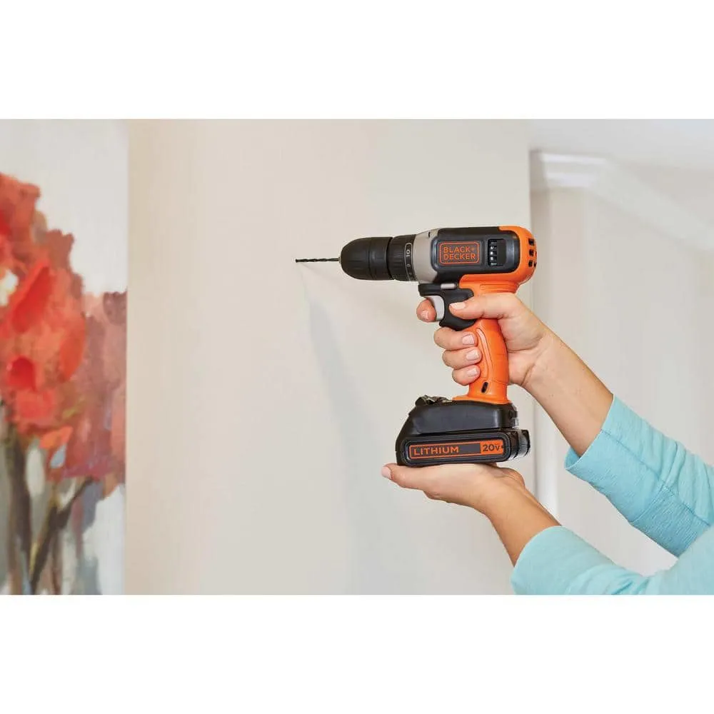 BLACK+DECKER 20V MAX Lithium-Ion Drill with Hand Tool and Accessory Home Project Kit (64 Piece) BCKSB62C1