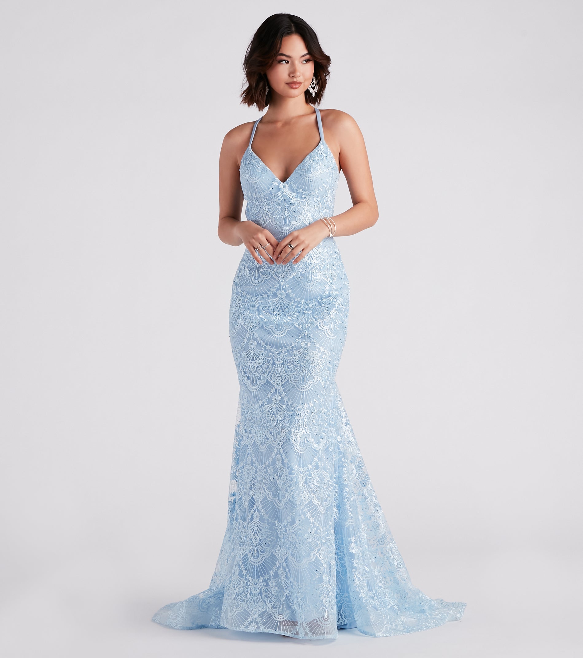 Katy Lace Mermaid High Low Ball Gown