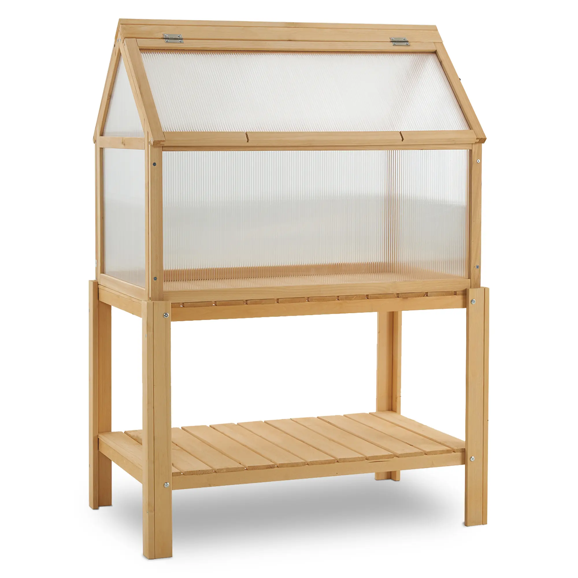 OTXIINXIIN Cold Frame Greenhouse Portable Wooden Greenhouse Raised Potted Plant Protection Box with Shelf for Outdoor Indoor Use