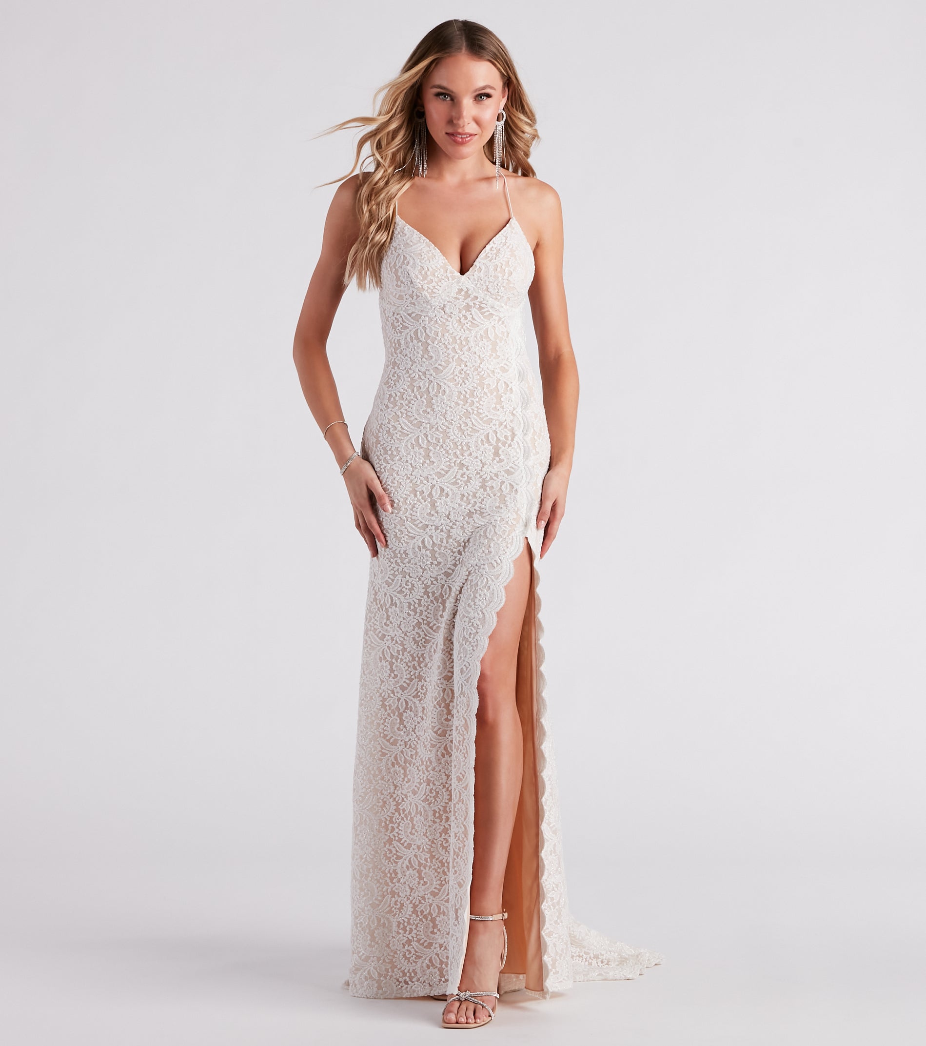 Cora Lace V-Neck Mermaid Ball Gown