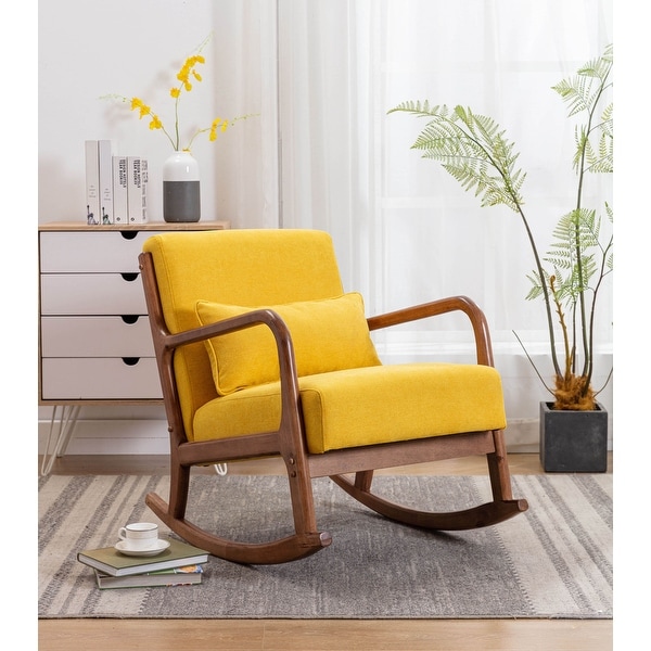 Porthos Home Ima Accent Rocking Chair， Fabric Upholstery， Rubberwood Legs