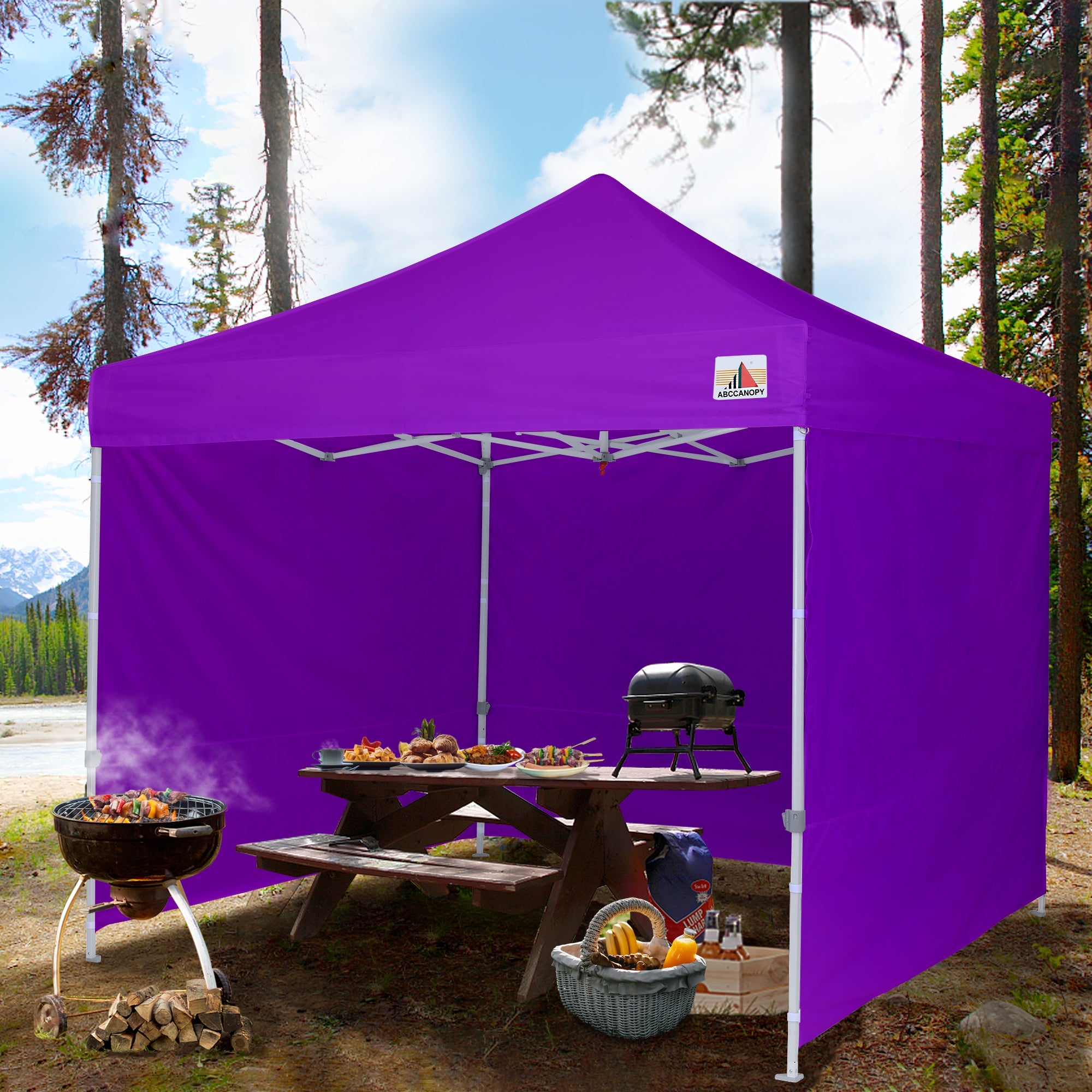 ABCCANOPY 10 ft x 10 ft Metal Pop-Up Commercial Canopy Tent with walls, Purple