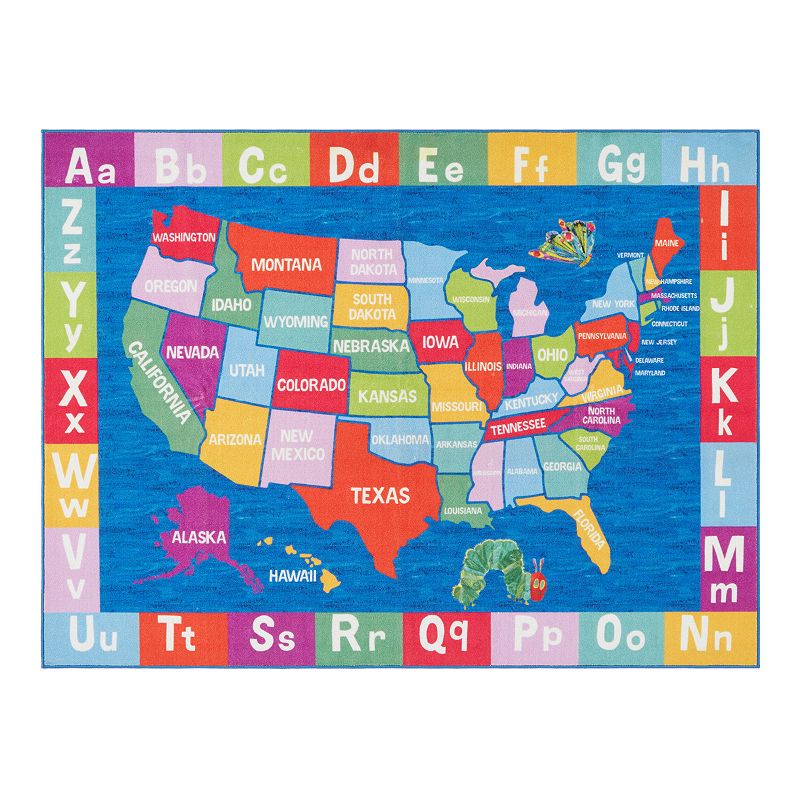 Eric Carle Elementary USA Map Kids Area Rug