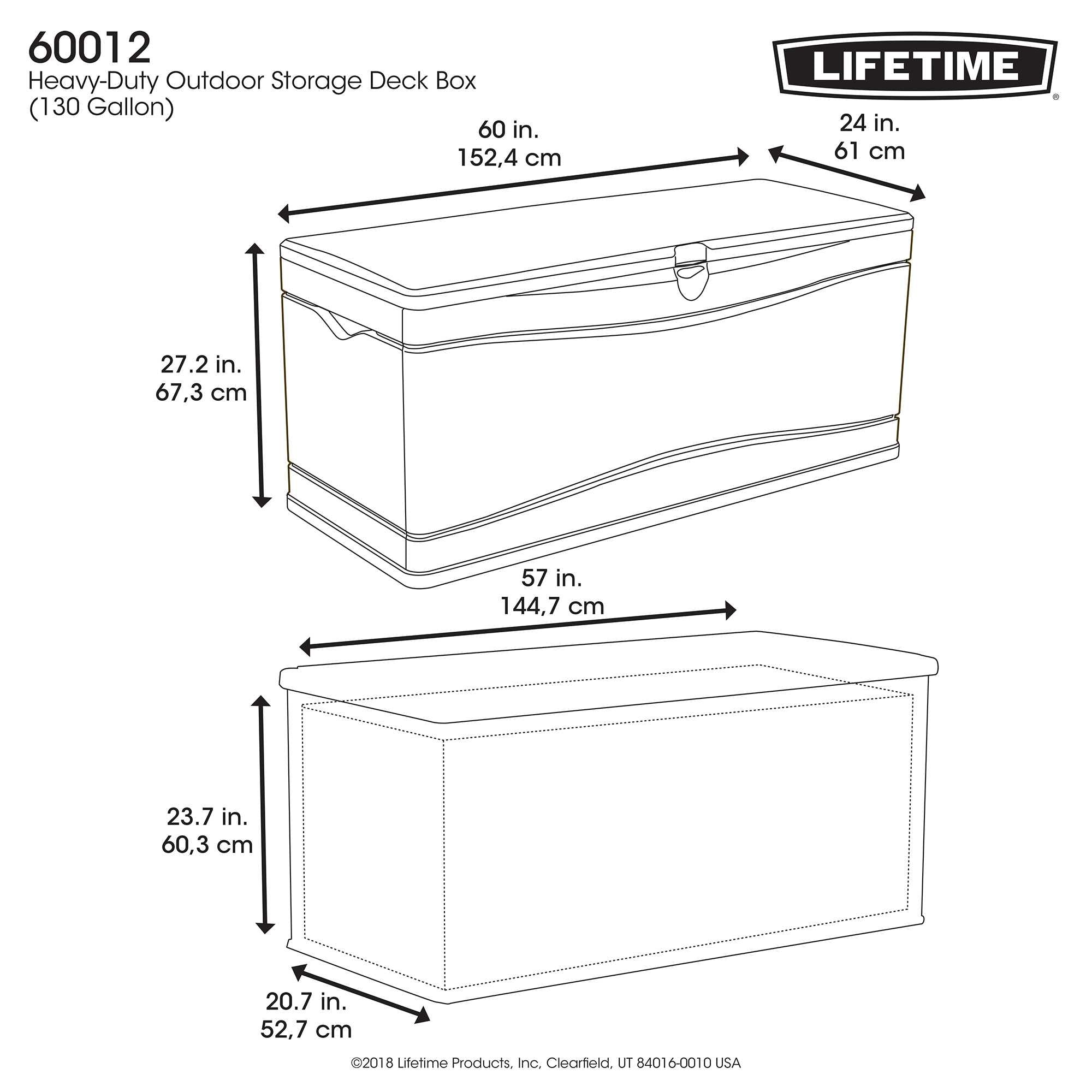 Lifetime Heavy-Duty 130 Gallon Plastic Deck Box, Desert Sand
